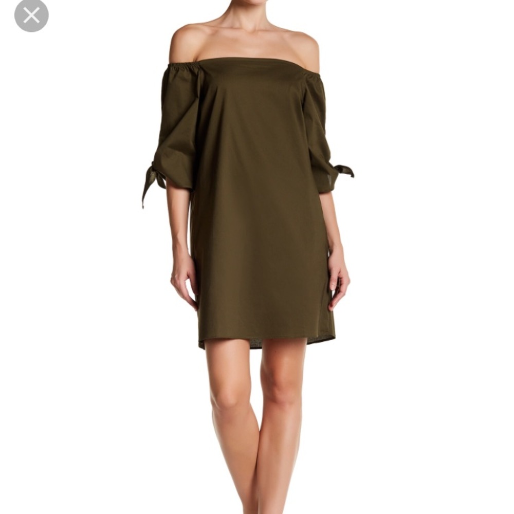 Love...Ady Olive Green Off the Shoulder Dress